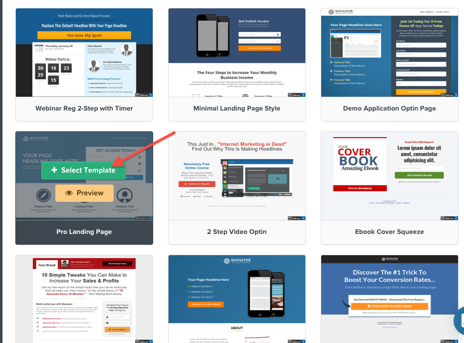 landing pages templates