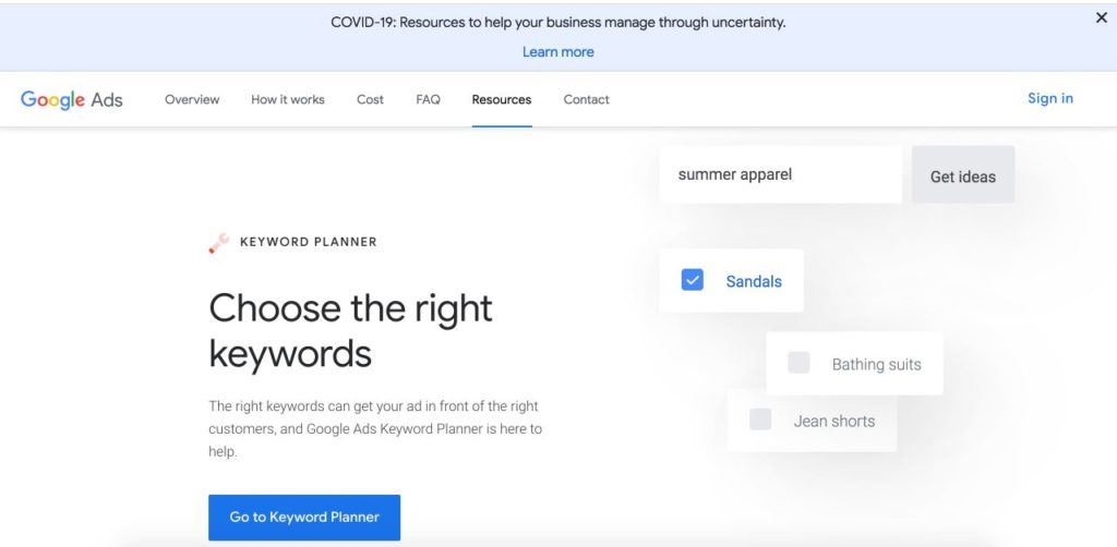 google keyword planner