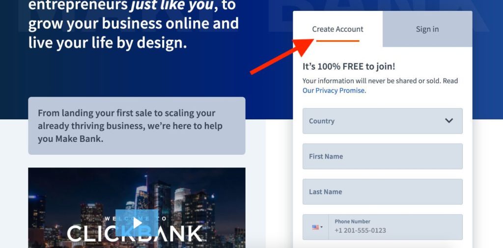 how to open an account with clickbank