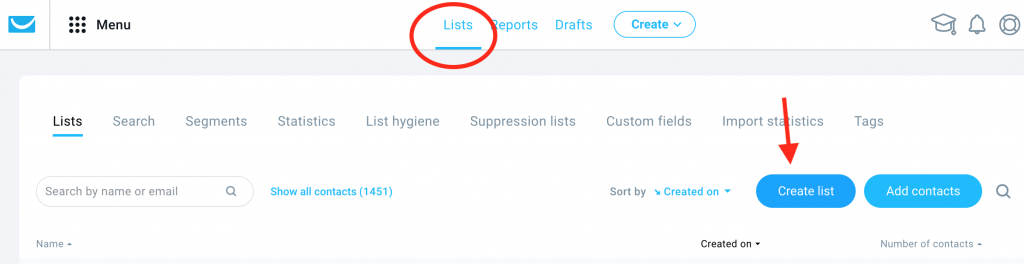 how to create list with getresponse
